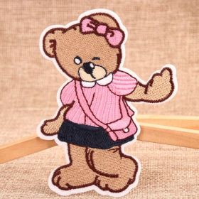 Lady Bear Iron On Embroidered Patches
